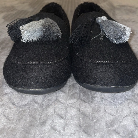 Spenco Hearthside Slipper Black Womens Sz 7W Orthotic Felted Wool Upper Fleece - Picture 6 of 9
